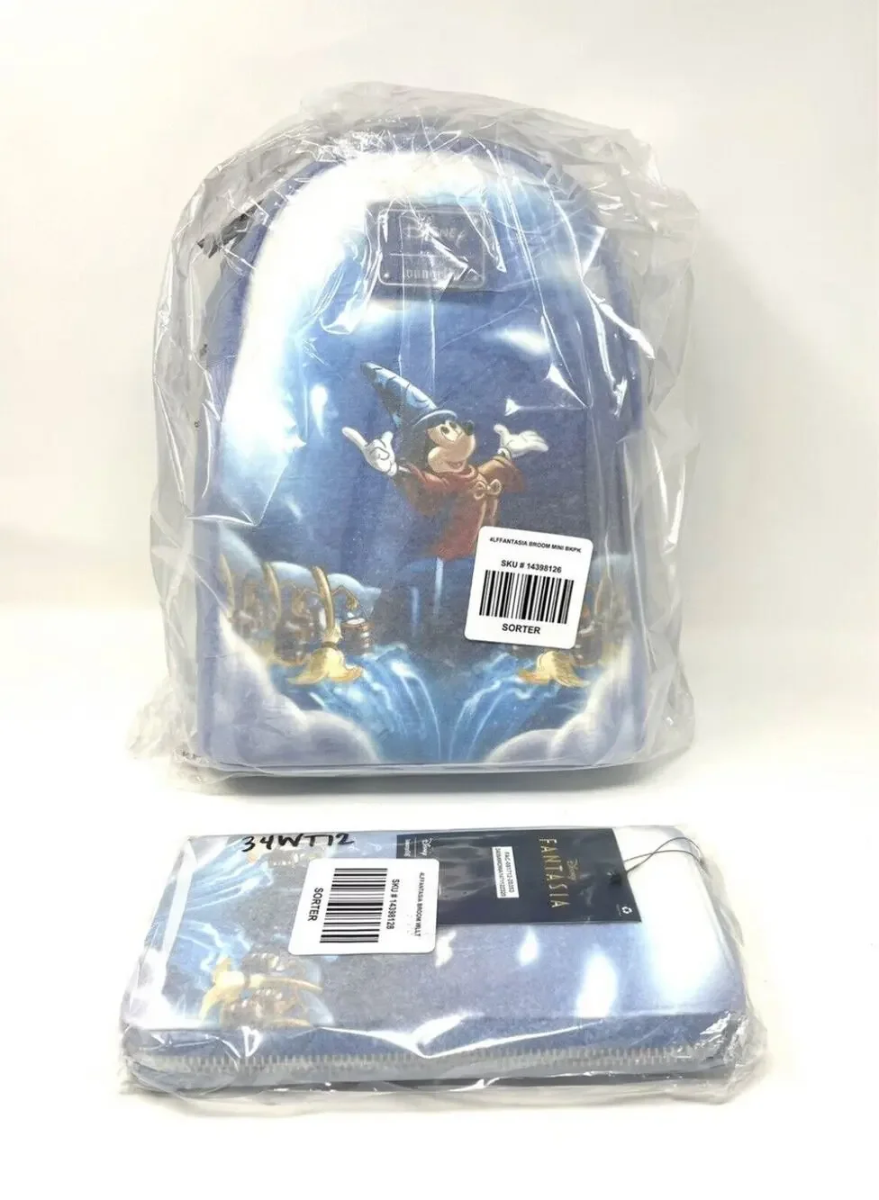 Loungefly Mickey Mouse Mini Backpack & Wallet Set Fantasia Sourcerer Disney NWT